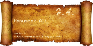 Hanuszek Ali névjegykártya